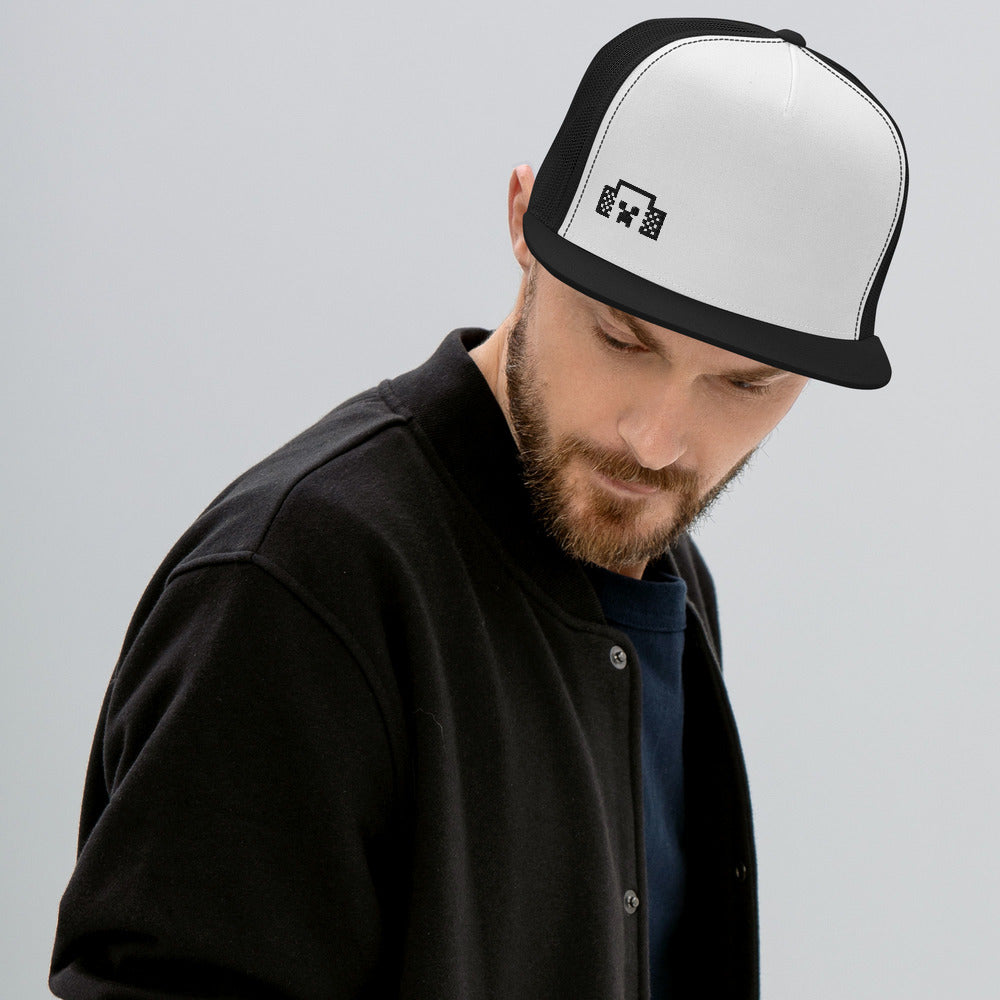 Alternative view of Minecraft Tuned In Embroidered Creeper Trucker Hat