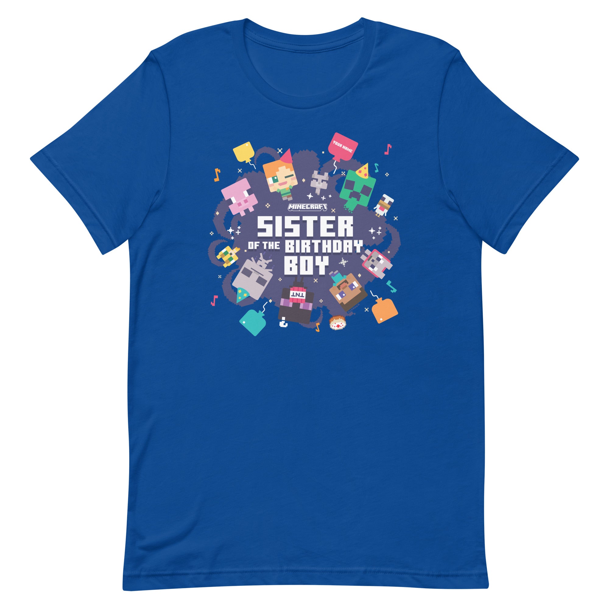 Minecraft Adult T-Shirt Sister Of The Birthday Boy Personalized Name